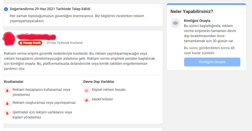 Facebook İşletme Hesabı Kısıtlaması Nasıl Kaldırılır?