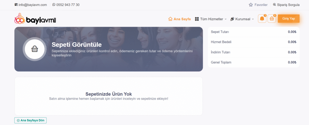 Bayi AVM Siparişlerinde Sepet Özelliği Bayi AVM Siparişlerinde Sepet Özelliği